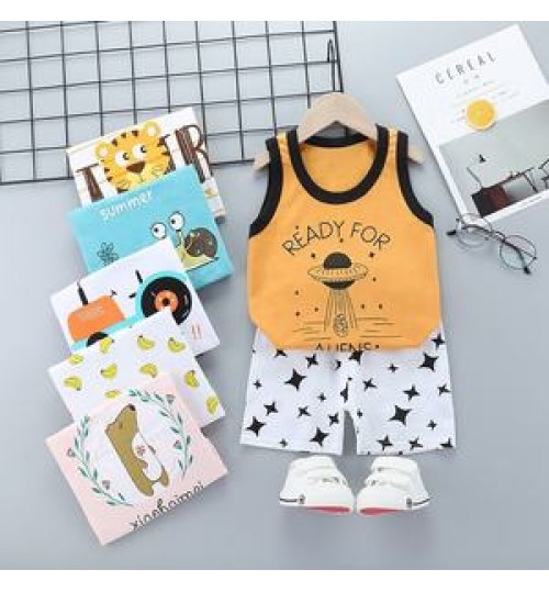 Amazon baby boys' clothing sets clothes boys and girls cotton summer vest shorts suit kids clothing baby clothes