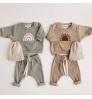 Kids Baby Clothes Set Autumn New Boys Girls Long Sleeves Hooded Tops +Loose Trousers 2pcs Rainbow Embroidery Children's Clothing