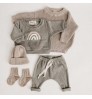 Kids Baby Clothes Set Autumn New Boys Girls Long Sleeves Hooded Tops +Loose Trousers 2pcs Rainbow Embroidery Children's Clothing