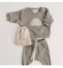 Kids Baby Clothes Set Autumn New Boys Girls Long Sleeves Hooded Tops +Loose Trousers 2pcs Rainbow Embroidery Children's Clothing