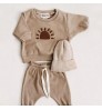 Kids Baby Clothes Set Autumn New Boys Girls Long Sleeves Hooded Tops +Loose Trousers 2pcs Rainbow Embroidery Children's Clothing