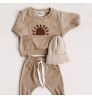Kids Baby Clothes Set Autumn New Boys Girls Long Sleeves Hooded Tops +Loose Trousers 2pcs Rainbow Embroidery Children's Clothing