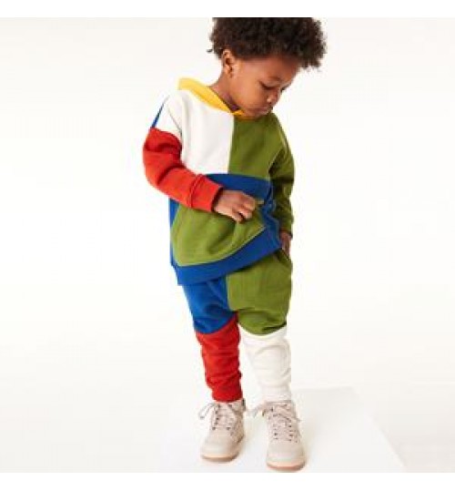 2022 Kids Outfit Set Color Block Private Label Baby Boys Sets Clothes Kids Fall Clothing