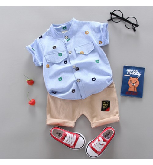 children's suit Boy's Clothing Sets Children's short-sleeved pants suit Cartoon breathable thin section Variety T-shirt set