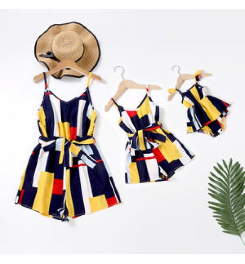 Popular Mommy And Me Family Matching Outfits Sets Custom Logos One Piece Jumpsuit For Baby Girls