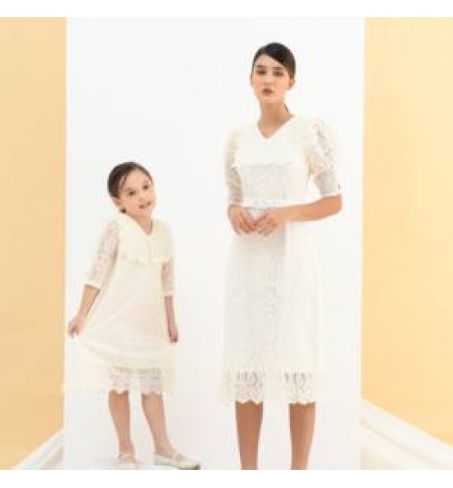 Mother And Daughter Matching Professional custom mother and daughter matching outfits lace family matching clothes