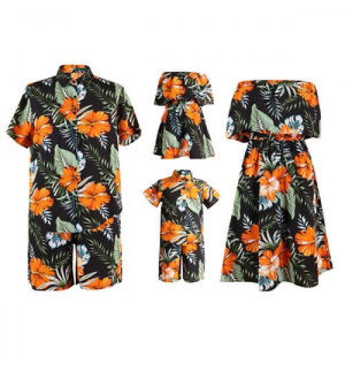 B204065 Vacation travel family outfit family matching shirt suit dress father and son Mum daughter matching outfits
