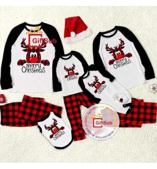 2022 Christmas Family Matching Outfits Sublimation Blanks Red Buffalo Plaid Xmas Pajamas Raglan Long Sleeve T Shirts