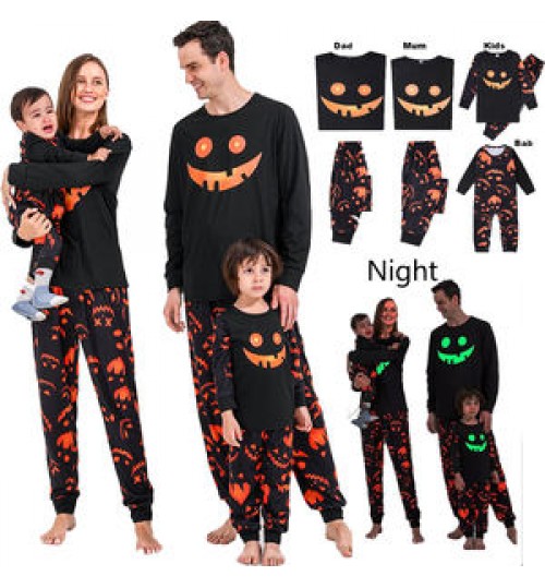 Wholesale Designer Winter Warm Soft Blank Cotton Halloween Christmas Pajamas Family Matching Outfits 2022