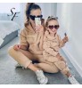 Casual Style Pure Pocket Hoodie Pants Sets Mom And Me Clothes Matching Mother And Daughter Outfits Family Matching Outfits