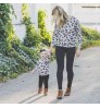 2021 Wholesale Family Matching Mommy and Me Outfits Pullover Sweatshirt Kitted Sweater Mother Daughter Women Leopard 100% Cotton