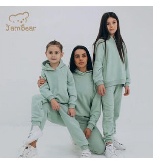 Jambear organic cotton Matching family outfits Eco-friendly toddler two piece set baby hoodie set Knitted baby clothes