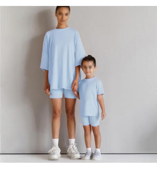 Mommy And Me Outfits Plain T-Shirt Shorts Family Clothing Set Mother Daughter Matching Clothes