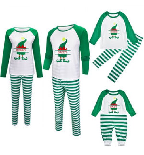 New Arrival Family Christmas Pajamas High Quality Comfort Fabric Loungewear Pattern Print Stripe Family Matching Outfits
