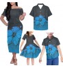 Tribal Printed Samoan Mom And Me Dress Sets For Party Brown Dress For Mother And Daughter Polynesian Matching Outfits For Family