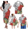 Tribal Printed Samoan Mom And Me Dress Sets For Party Brown Dress For Mother And Daughter Polynesian Matching Outfits For Family