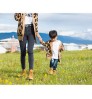 Custom Fashion leopard print pattern mom and me family matching clothing jacquard knit mommy and baby kids cardigan outfits