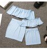 Family Matching Outfits Summer Ruffle Tops Off Shoulder T-shirt Skirt Dress Set For Mother And Me Family Matching Clothes