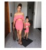 Family Matching Outfits Summer Ruffle Tops Off Shoulder T-shirt Skirt Dress Set For Mother And Me Family Matching Clothes