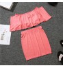 Family Matching Outfits Summer Ruffle Tops Off Shoulder T-shirt Skirt Dress Set For Mother And Me Family Matching Clothes