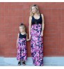 Mommy And Me Contrast Color Dresses Floral Print Parent-Child Dress Extreme Bottom Long Skirt Family Matching Outfits