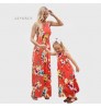 Wholesale Floral Sleeveless Crew Neck Long Mom and Baby Dress Mum and Daughter Family Matching Outfits