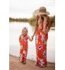 Wholesale Floral Sleeveless Crew Neck Long Mom and Baby Dress Mum and Daughter Family Matching Outfits