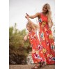 Wholesale Floral Sleeveless Crew Neck Long Mom and Baby Dress Mum and Daughter Family Matching Outfits