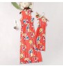 Wholesale Floral Sleeveless Crew Neck Long Mom and Baby Dress Mum and Daughter Family Matching Outfits