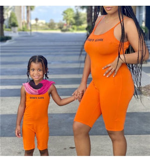 2022 Solid color baby girl mommy and daughter matching sets family matching outfits mommy and me clothing summer outfits