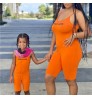 2022 Solid color baby girl mommy and daughter matching sets family matching outfits mommy and me clothing summer outfits