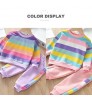 Girls Clothing Back To School 10Yrs Girls 2 Pieces Sets Daily Wear Child Clothing For Autumn Striped Colorful Rainbow