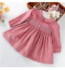 Girls Baby Girl Smocked Dresses C20729 Winter Corduroy Little Baby Dresses For Girls Smocked Hand Made Blue Pink Outfit Kids Children Clothes Wholesale Bishop