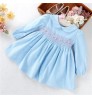 Girls Baby Girl Smocked Dresses C20729 Winter Corduroy Little Baby Dresses For Girls Smocked Hand Made Blue Pink Outfit Kids Children Clothes Wholesale Bishop