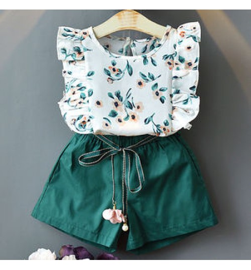 New Style Brand Kids Girls Clothing Sets Summer Baby Girls Clothes short Sleeve T-Shirt Pant Dress 2Pcs Children Clothes Suits