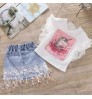 unicorn Girls Clothing Sets 2021 Summer Baby girl casual suit Kids Clothes Sequins Lace T-shirt+Denim skirt Children Suit 2-7yrs