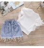 unicorn Girls Clothing Sets 2021 Summer Baby girl casual suit Kids Clothes Sequins Lace T-shirt+Denim skirt Children Suit 2-7yrs