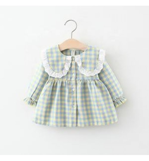 Children's Clothing Girls Dress Children's Plaid Doll Collar Princess Dress Shirt Children's Autumn Dress Spring and Autumn Full