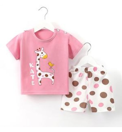 Children's short-sleeved suit cotton summer new baby summer clothes T-shirt clothes boys girls shorts clothing kids clothing