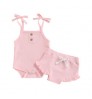 Summer baby cotton rib set 100% Cotton Short Sleeve Toddler Romper baby girl dress sets baby girl clothing sets summer