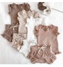 Summer baby cotton rib set 100% Cotton Short Sleeve Toddler Romper baby girl dress sets baby girl clothing sets summer