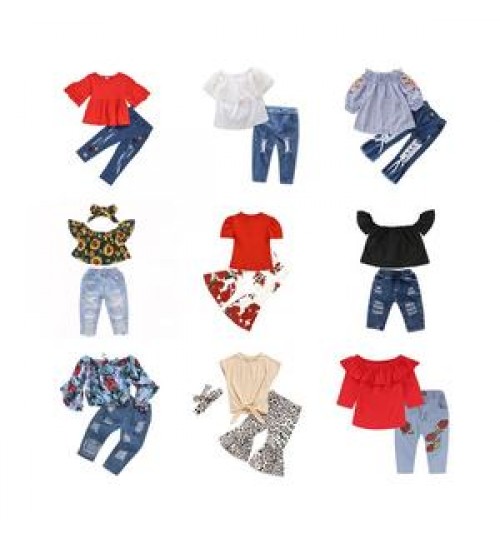Bulk wholesale baby girls clothing set fashion kid clothing hot sale