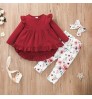 Girls Clothing Sets Fall Spring Two Piece Outfits Dress + Pants Cute Baby Girl Kids Clothes Flower Printing Kids Casual wear