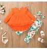 Girls Clothing Sets Fall Spring Two Piece Outfits Dress + Pants Cute Baby Girl Kids Clothes Flower Printing Kids Casual wear