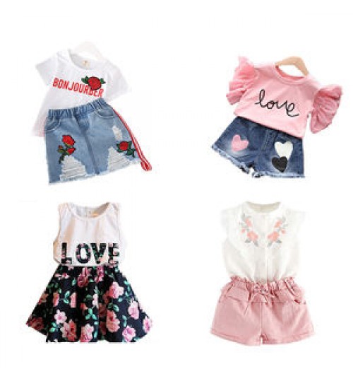2019 new design summer flare sleeve back to school china wholesale boutique floral little baby girls bangladesh kids clothing