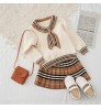New Spring Fall Girl's Dress Sweater Suit For Little Girl Kids Clothing Children's knitwear Top Skirt Two piece sweater dress