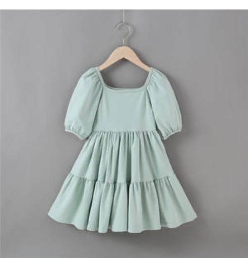 Casual Girl's Dress Summer Boutique Clothing Cute Solid Spandex Cotton Print Kids Girls Clothes 2-10 Years Twirl Girls' Dresses