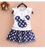 Yalindars 2022 retail baby girl boutique 2 piece T shirt skirt clothing sets red navy girls polka dot summer clothing set