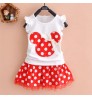 Yalindars 2022 retail baby girl boutique 2 piece T shirt skirt clothing sets red navy girls polka dot summer clothing set
