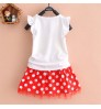 Yalindars 2022 retail baby girl boutique 2 piece T shirt skirt clothing sets red navy girls polka dot summer clothing set